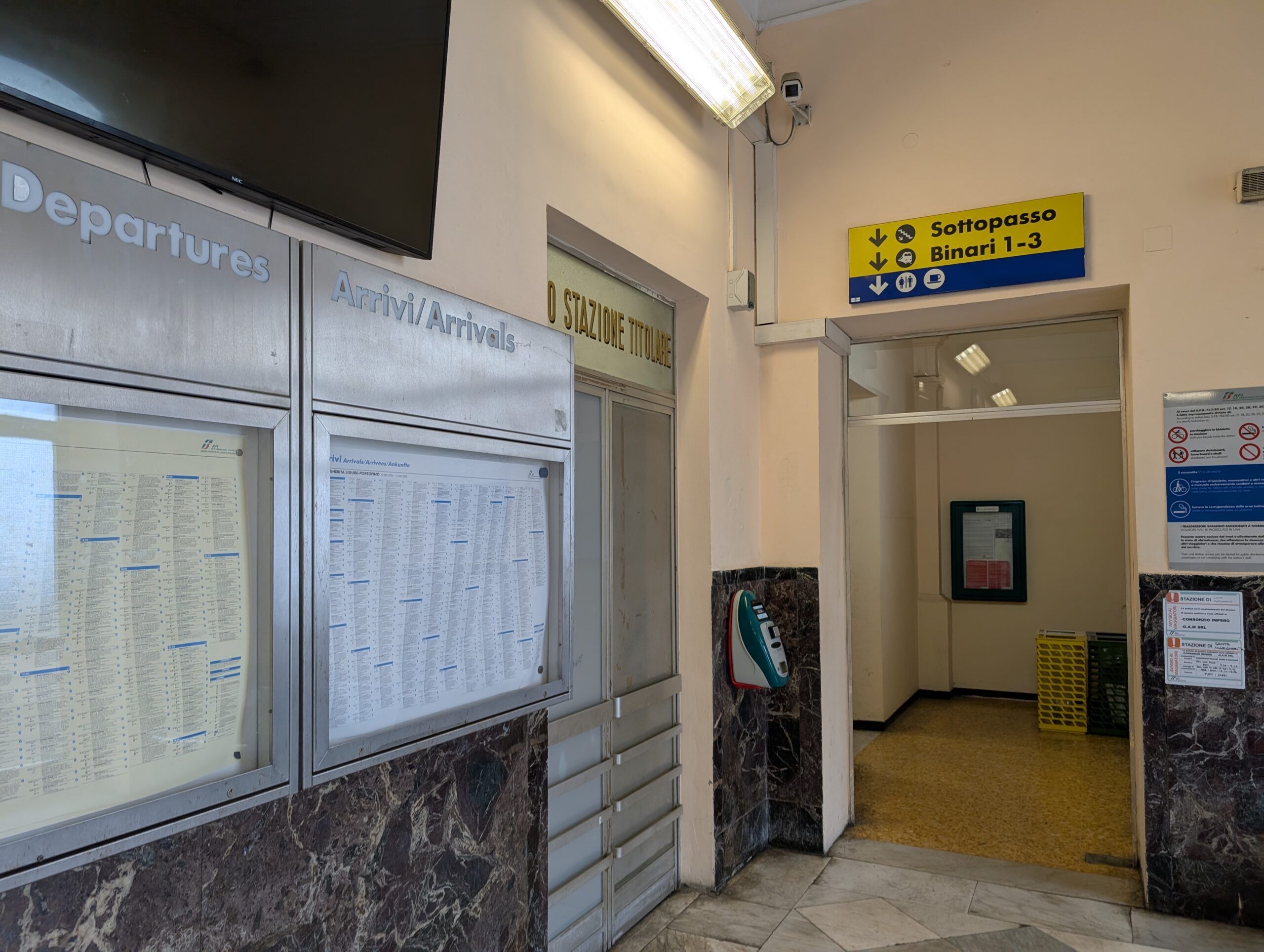 Inside Santa Margherita Ligure Train Station