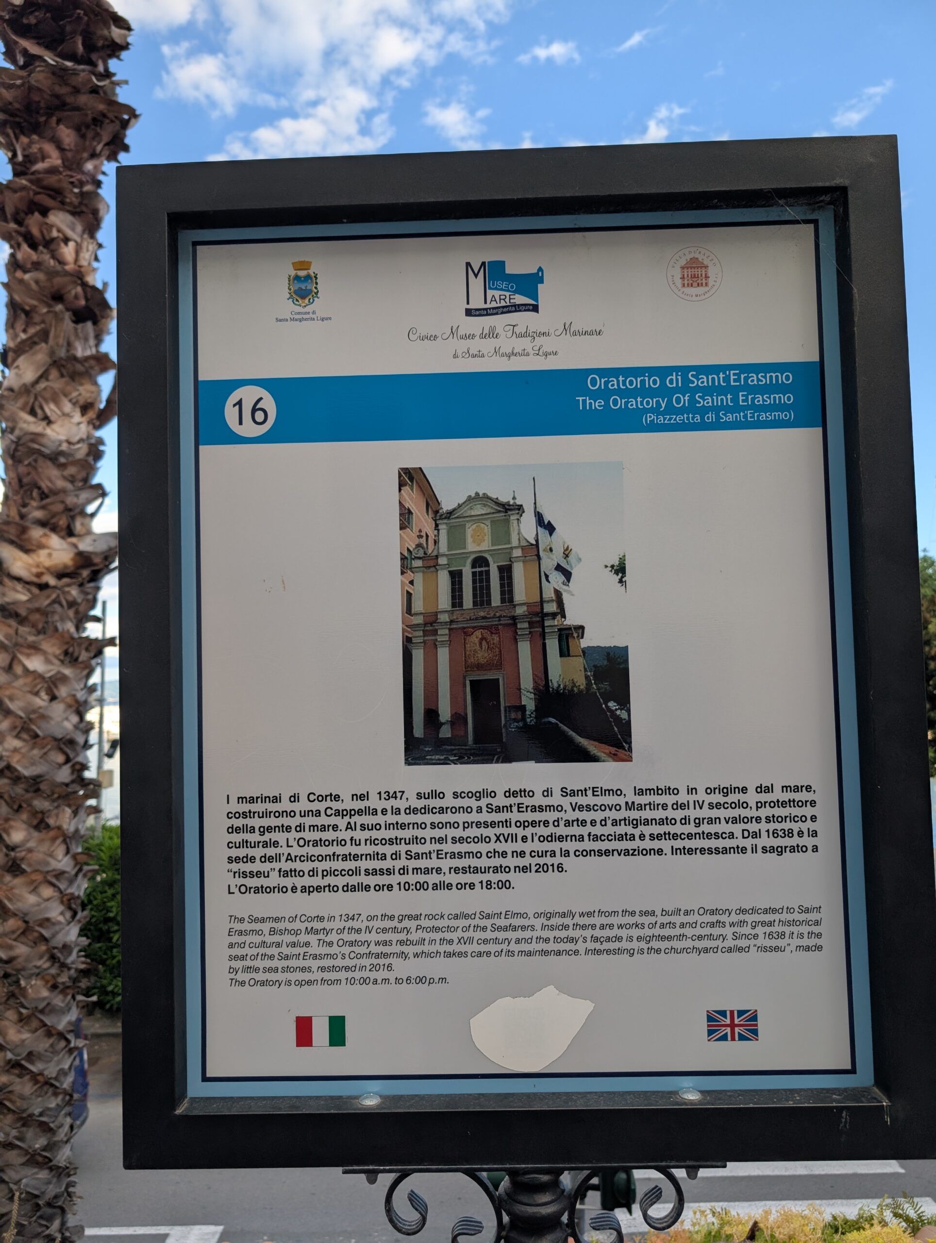 Sign Outside Oratorio di Sant'Erasmo